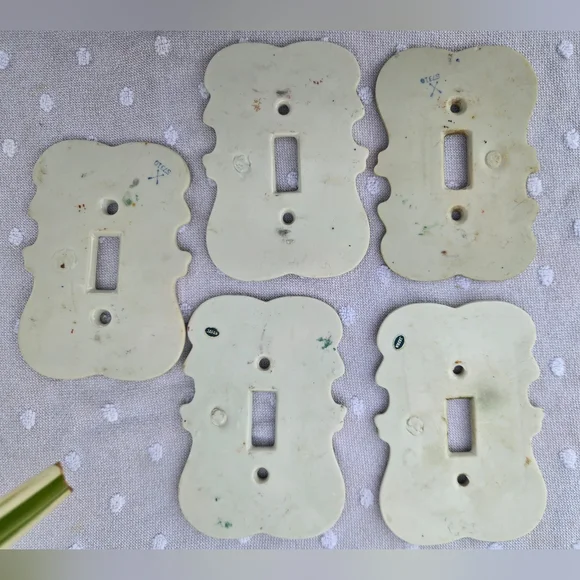 VTG Set of 5 Arnart Japan Porcelain Floral Light Switch Covers | Gold Gilt S7310 - Picture 8 of 14